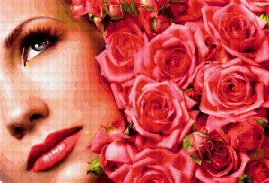 женский образ - цветы, розы, женщина - предпросмотр