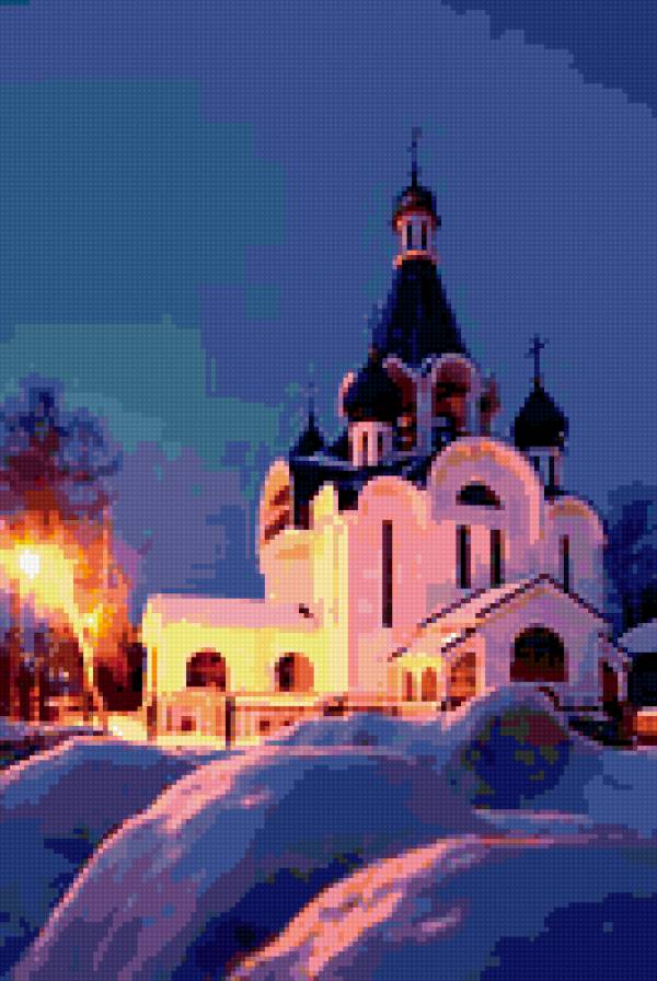 рождество - природа, соборы, церкви, пейзаж, купола, храмы - предпросмотр
