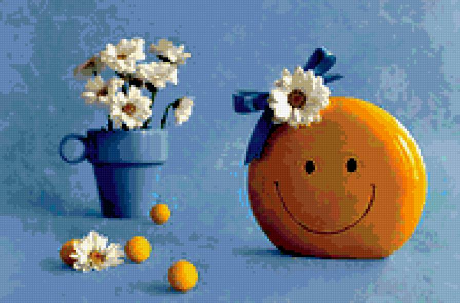 От улыбки станет всем теплей - натюрморт, ромашки, цветы, букет, улыбка - предпросмотр