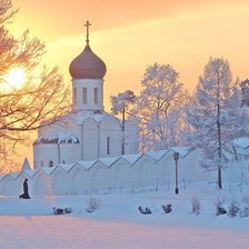Схема вышивки «монастырь, храм, пейзаж, закат»