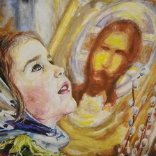 Схема вышивки «Девочка в церкви»