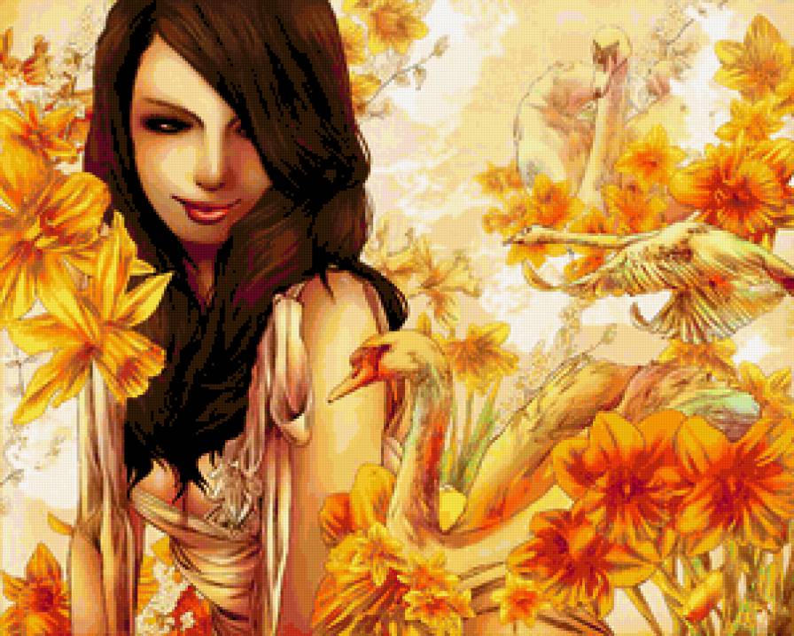 №370388 - дети, картины, цветы, фэнтези, красота женщины, девушка, живопись - предпросмотр