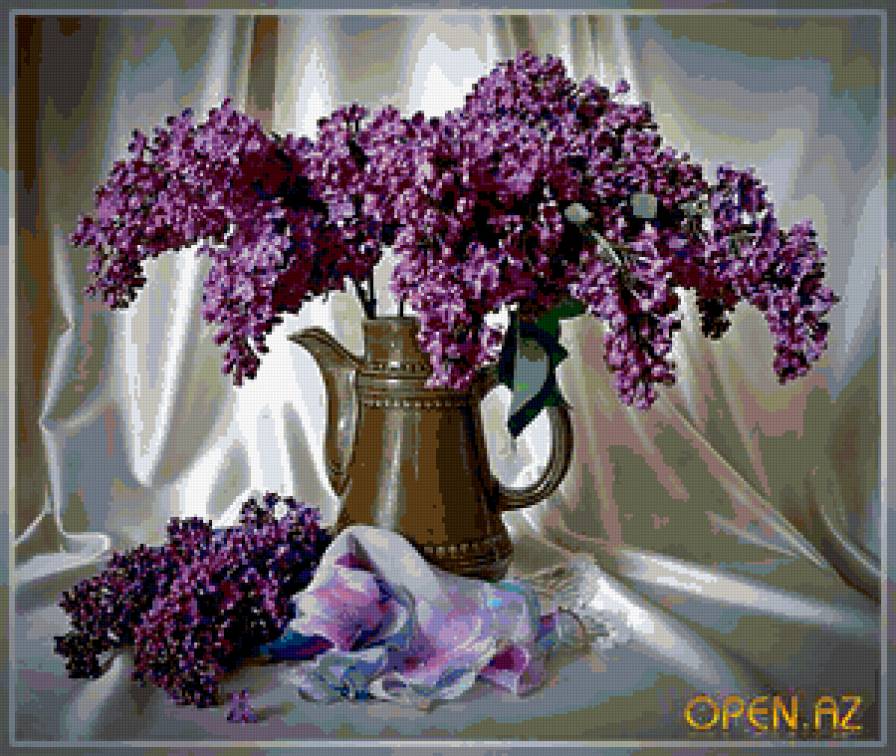 Букет сирени - цветы, натюрморт, картина, букет - предпросмотр