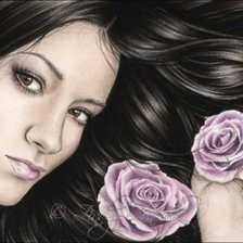 Схема вышивки «Девушка с розой»