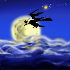 Схема вышивки «Ведьмочка на подушку»