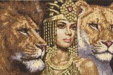 Схема вышивки «амазонка и львы»