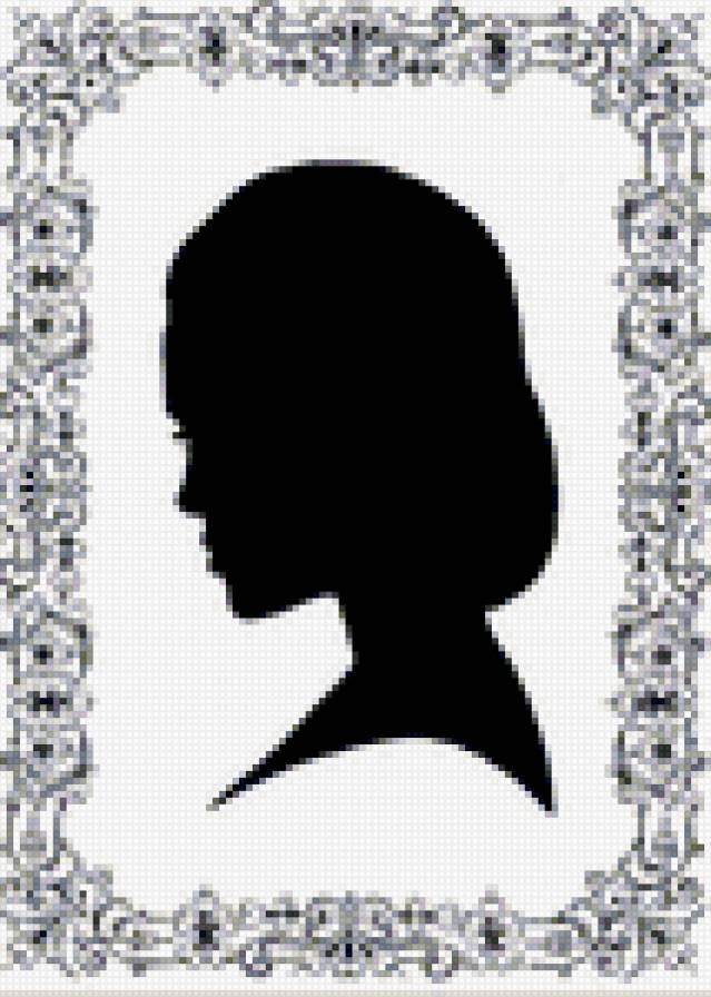 Силуэт - девушка, монохром - предпросмотр