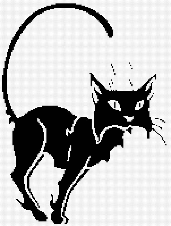 киса - кот, животные, монохром - предпросмотр