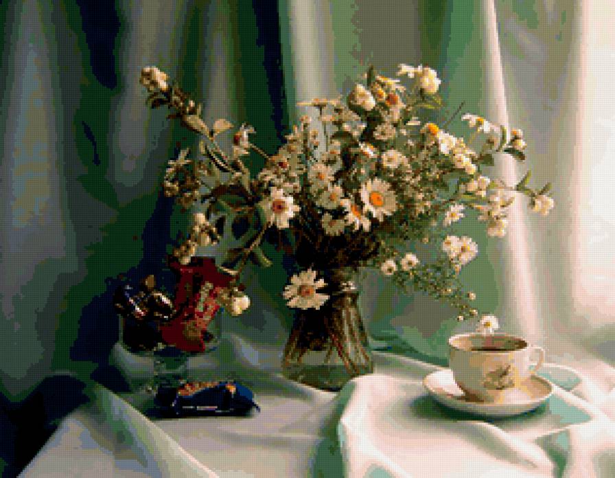 №372006 - цветы, натюрморт, ромашки, букет - предпросмотр