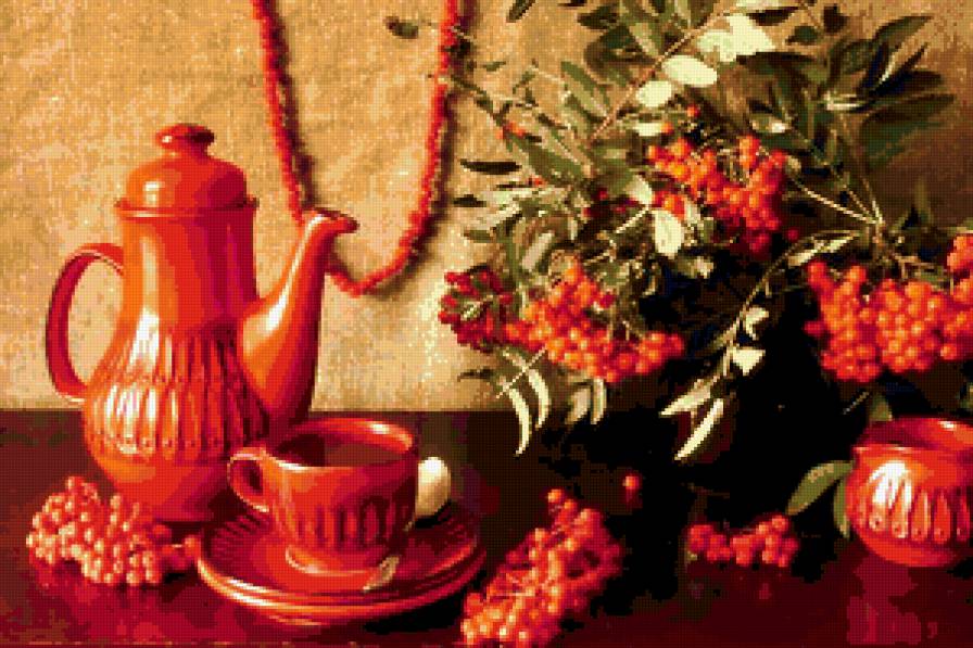 №372919 - натюрморт, рябина, чашки - предпросмотр