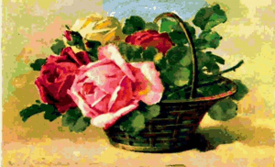 №372933 - корзина, красиво, розы - предпросмотр