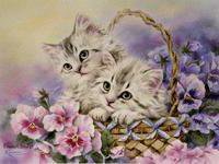Схема вышивки «Кошечки в корзинке»