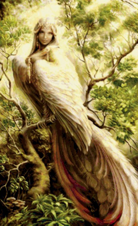 птица фартуна Сирин - эльфы, сирены, птица, леди, фея - предпросмотр