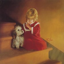 Схема вышивки «девочка и песик»