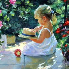 Схема вышивки «девочка со шляпой»