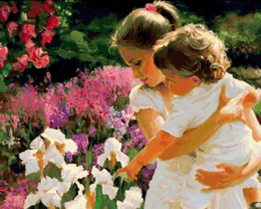 Мама - женщина, ребенок, мама, дети, она, цветы, девушка - предпросмотр