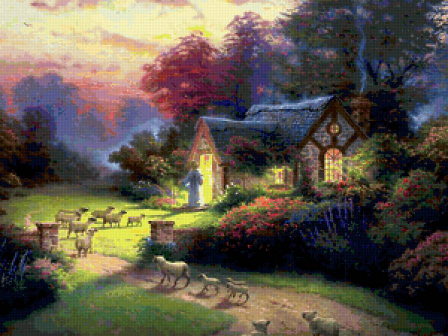 №373849 - дети, девушка, живопис, картины, фэнтези, цветы, красота женщины - предпросмотр