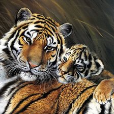 Схема вышивки «тигры»