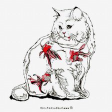 Схема вышивки «кот с рыбками»