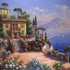 Схема вышивки «дом на берегу моря»