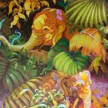 Схема вышивки «Разноцветные слоны Kris Surajaroenjai  1»