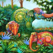 Схема вышивки «Разноцветные слоны Kris Surajaroenjai  4»