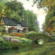 Схема вышивки «Домик у реки»