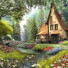 Схема вышивки «Домик в лесу»