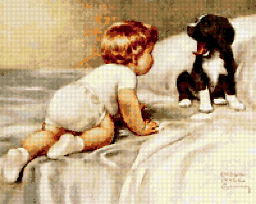 Пора спать! - ребенок, малыш, пес - предпросмотр