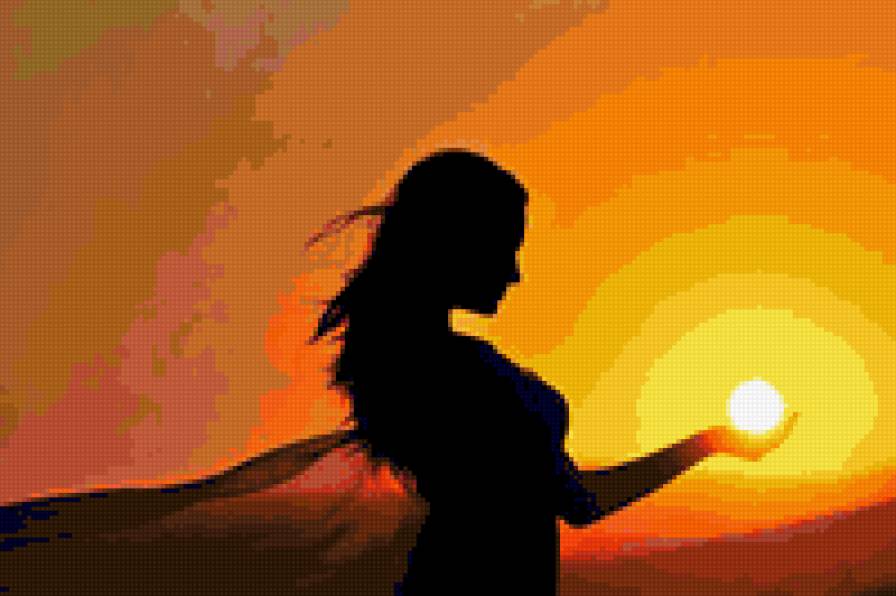 Закат - девушка, солнце, закат - предпросмотр