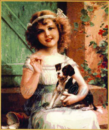 ретро дети - ретро, цветы, дети, ребенок, песик, собака, розы, девочка - оригинал