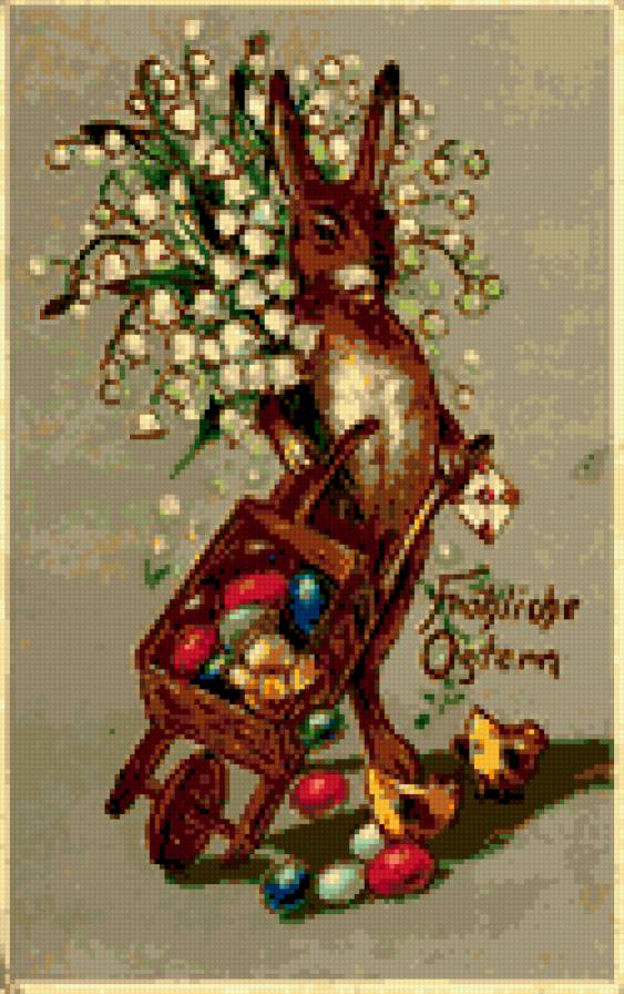 пасхальный заяц - цветы, пасхальные яйца, ландыши, заяц, пасха, праздник - предпросмотр