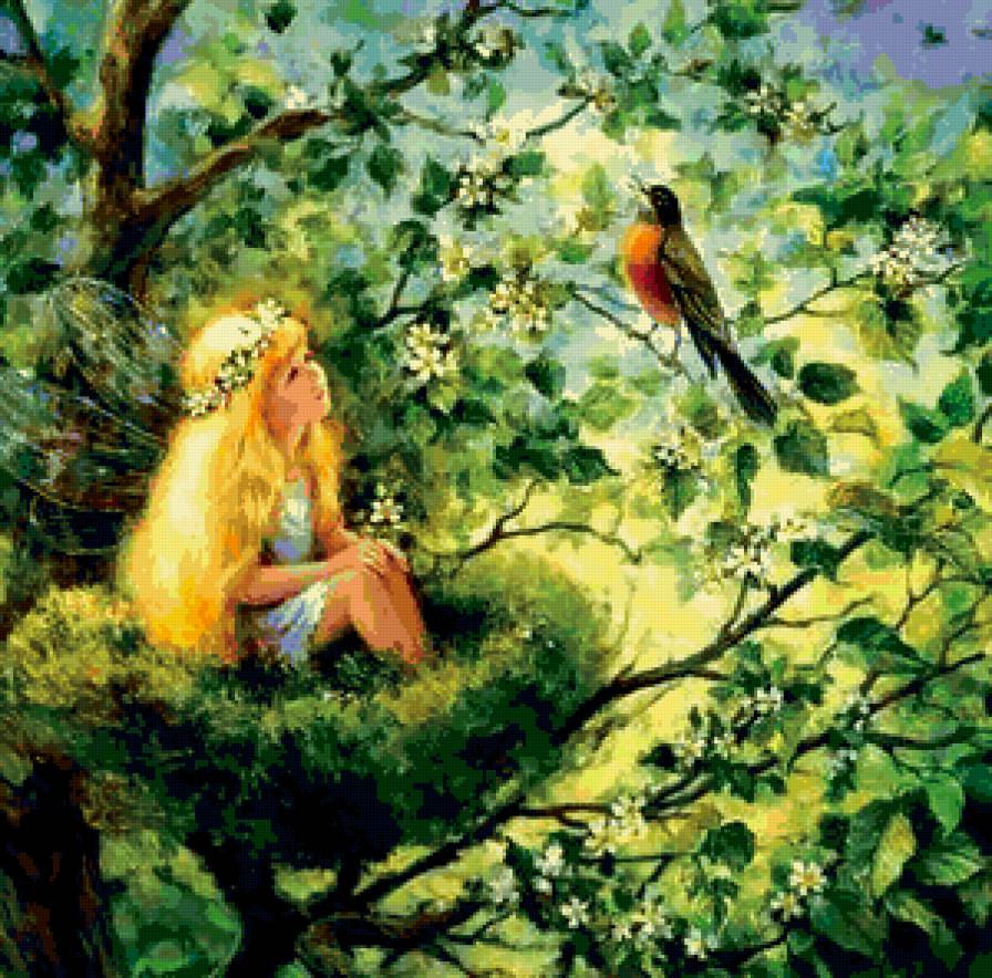 маленькая фея - сказка, детское, птица, фея - предпросмотр