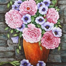 Схема вышивки «пионы-2»