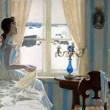 Схема вышивки «девушка у окна»