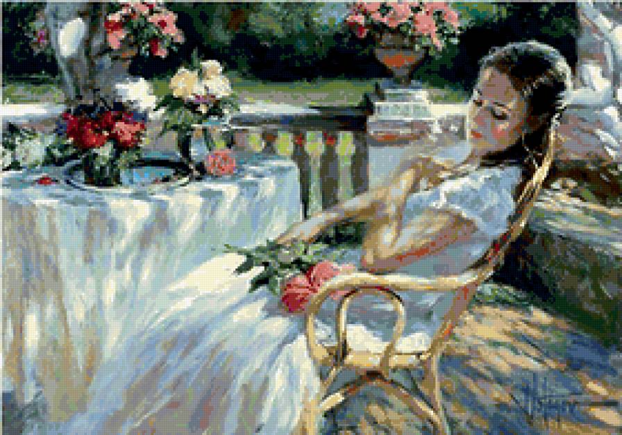 девушка - букет, образ, она, девушка, женщина, цветы, ваза - предпросмотр