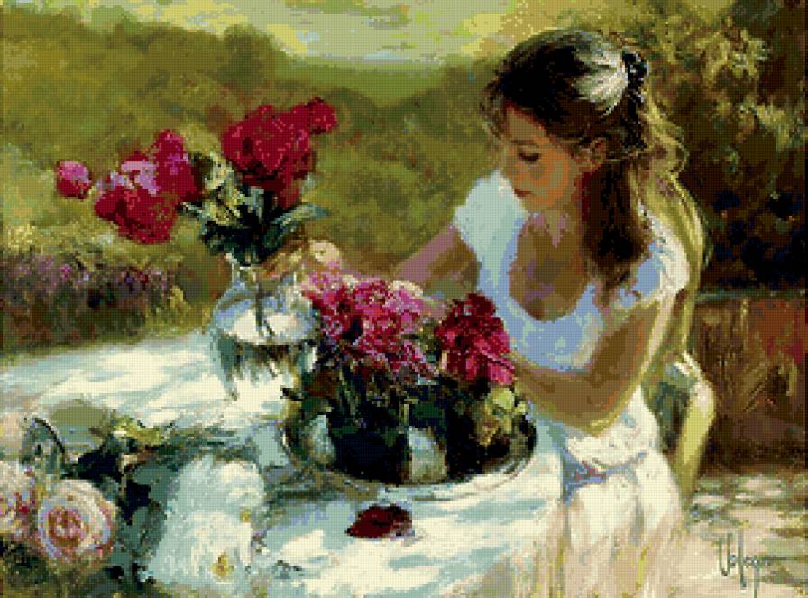 девушка - она, женщина, образ, ваза, цветы, девушка - предпросмотр