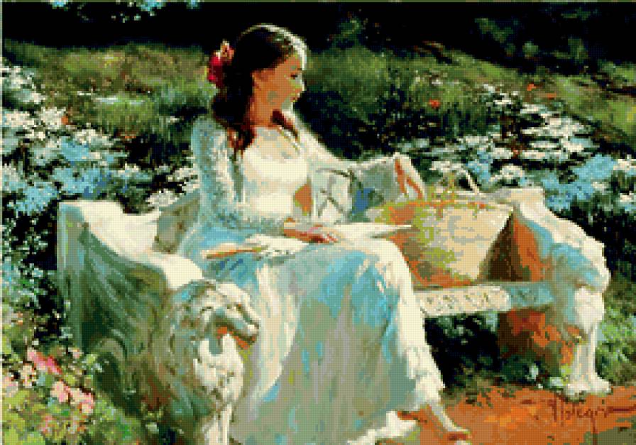 девушка - девушка, зонт, образ, женщина, цветы, она - предпросмотр