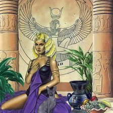 Схема вышивки «Клеопатра с кошкой»