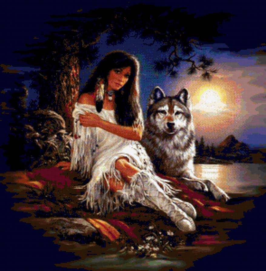 серия "женщины с животными" - женщина.волк - предпросмотр