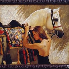 Схема вышивки «серия "женщины с животными"»