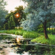 Схема вышивки «Вечер в Петербурге.Парк Победы»