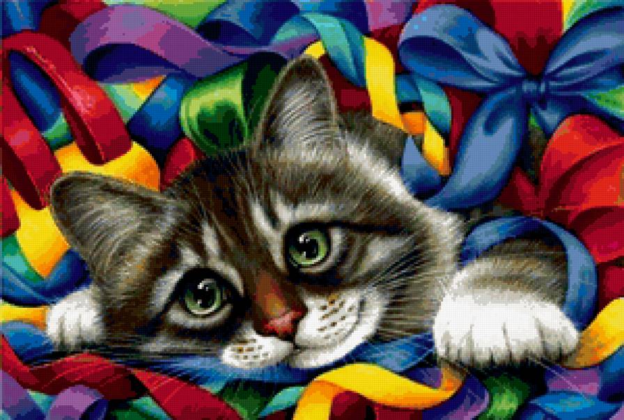 красавчик - котенок, ленты - предпросмотр