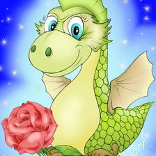 Схема вышивки «дракончик и роза»