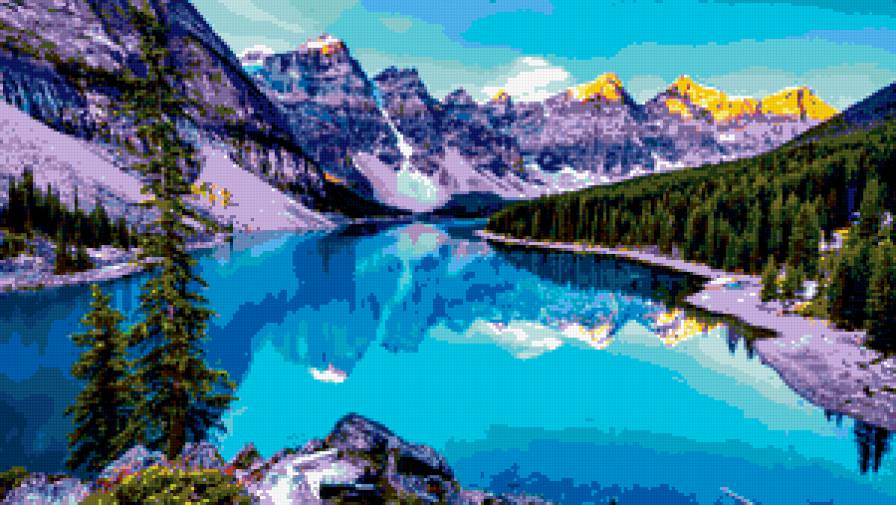 Озеро в горах - озеро, лес, горы - предпросмотр