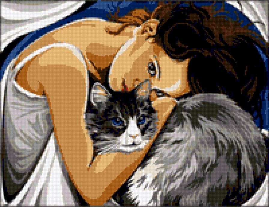 Женщина и кошка - предпросмотр