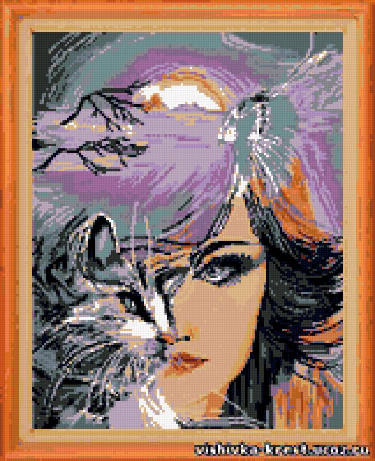 Двойственность - кошка, женщина, люди, животное - предпросмотр