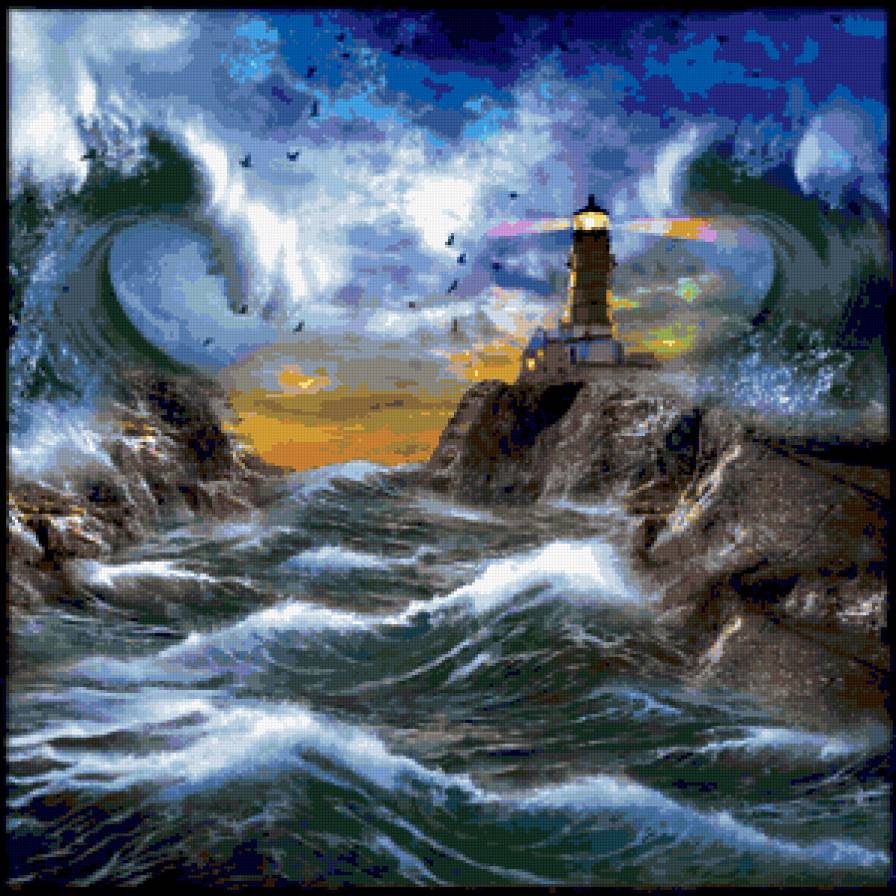 шторм - шторм, море, маяк - предпросмотр