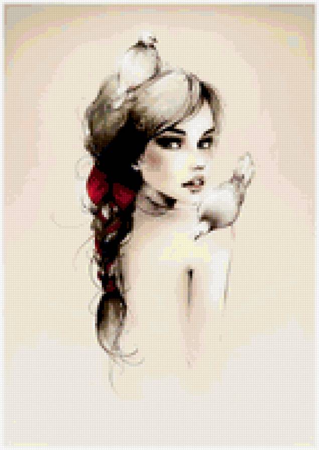 девушка и птицы - предпросмотр