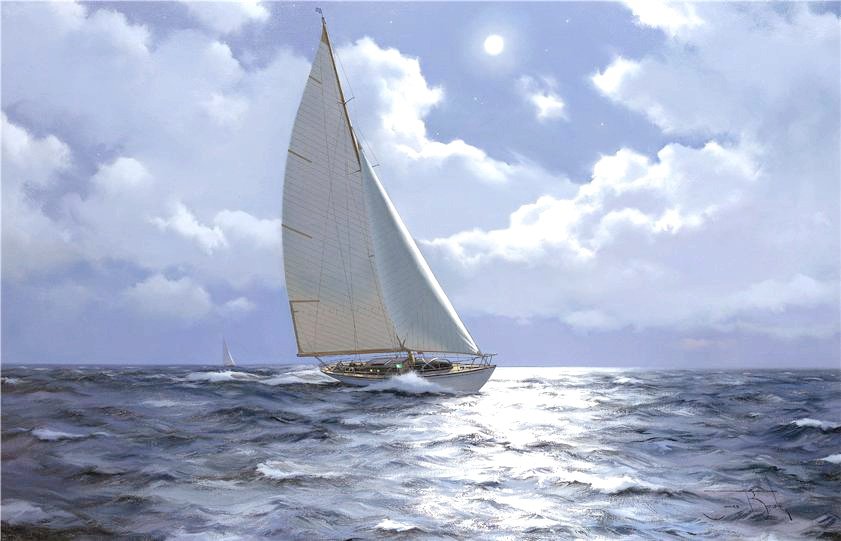 парусник - парусник, море, ночь - оригинал